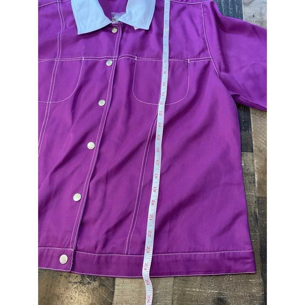 Drapers & Damons Jacket Women's XL Purple W/ White Collar Snap Closure - Picture 9 of 12